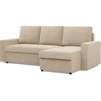 mebligo Ecksofa mit Schlaffunktion, Cord - Beige - Creme