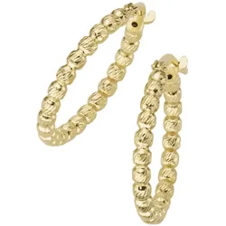 Paar Creolen SMART JEWEL "mit diamantierter Oberfläche, Silber 925" Gr. 3,5, gold, Ohrringe, Damen, 3,5cm, Silber 925 (Sterlingsilber)