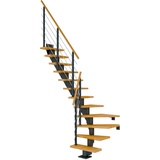 DOLLE Mittelholmtreppe Frankfurt (Breite: 65 cm, 1/4-gewendelt, Anthrazitgrau, Farbe Stufen: Buche, Natur, Geschosshöhe: 240 – 279 cm)