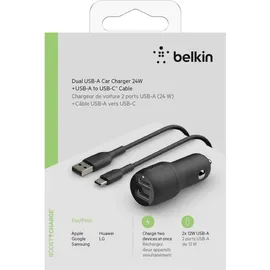 Belkin Dual USB-A KFZ-Ladeadapter 24 W Schwarz