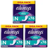 Always Dailies Slipeinlagen Damen Fresh & Protect Normal (76 Binden), Giga Pack, mit dezentem Duft, atmungsaktiv, flexibel und komfortabel mit saugfähigem Kern (Packung mit 3)