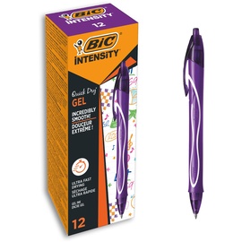 BIC Gel-ocity Quick Dry (Lila, 12 Stück – Druckkugelschreiber mit ultraschnell trocknender Tinte