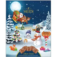 Heidi Schoko-Adventskalender 2024, mit 24 Milchschokoladen-Leckereien, Geschenk für Kinder und Erwachsene, klassisches Weihnachtsdesign