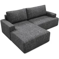 Deine Möbel 24 Wohnlandschaft LOCCO L 256 cm breit Ecksofa Sofa Wohnzimmer L-Couch Schenil-Stoff, Beige Blau-Grau Hellgrau Weiß 3 Teile, mit Schlaffunktion Bettfunktion blau|grau