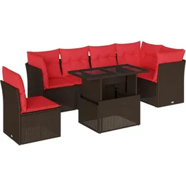 vidaXL Gartensofa-Set mit Kissen, braun, Polyrattan