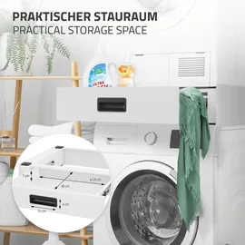 ML-Design Verbindungsrahmen für Waschmaschine mit Ausziehbarer Schublade 60x55cm Weiß rutschfest, Zwischenbausatz Universal Zwischenrahmen Zwischenbaurahmen Trocknersäule