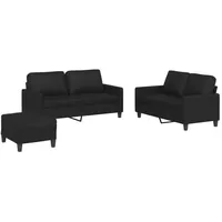 VidaXL 3-tlg. Sofagarnitur mit Kissen Schwarz Kunstleder