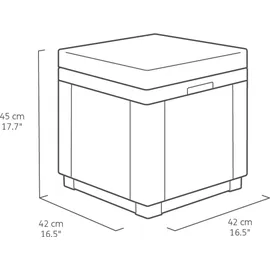 ALLIBERT Cube Sitzhocker 42 x 42 x 39 cm graphitgrau inkl. Kissen
