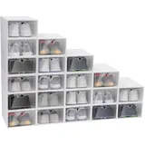 Xilinjyao Schuhboxen Transparent Schuhbox 20X Schuhkarton stapelbar stabil Kunststoffbox für Schuhe bis Größe 46 Schuhaufbewahrung Stapelbar Sportschuhe Stiefel ﻿