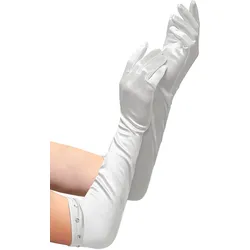Weiße Glamour Handschuhe für Kinder 41cm - OS