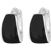 Elli Ohrringe Creolen schwarze Emaille Basic Zeitlos 925 Sterling Silber