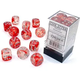 Chessex Nebula TM D6 16 mm 12 Dices Rot/Silber Lichtblock (US IMPORT)