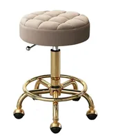 BOJHGO Rollhocker Master Chair Beauty Salon Hocker Friseurstühle mit Rollen und Rückenlehne, Drehhocker mit Rollen, Gewerbemöbel(Golden Dark beige)
