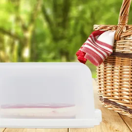 Relaxdays Kuchenbox, eckig, tragbar, Kuchen & Muffins, spülmaschinenfest, Partybutler, 16x34x32,5 cm, weiß/transparent