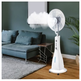 ETC Shop Stand Steh Ventilator weißTimer Luftbefeuchter oszilierend Kühler beweglich 4 Rollen