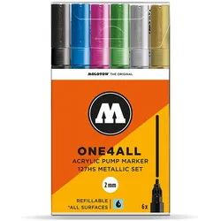 Molotow 200197, Schwarz, Blau, Gold, Hellgrün, Pink, Silber, Orange, Rot, 2 mm,
