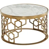 KADIMA DESIGN Couchtisch Echter Marmor 60x60x36 cm Sofatisch Metall Gold, | Gr.: onesize