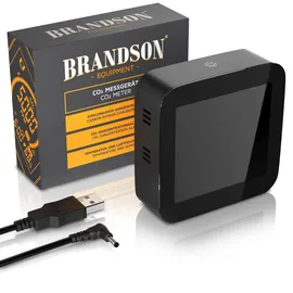 Brandson - CO2 Melder Messgerät Luftqualitätsprüfer, Kohlenstoffdioxid Sensor Messung PPM, Co2 Anzeige, Raumluft Lüftungsampfehlung Alarm, Wecker