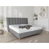 COLLECTION AB Polsterbett CLASSIC Scandi erhältlich in der Breite 180x200cm, 3 Varianten: Rahmen, Rahmen + Rost oder Komplett-Set mit King-Matratze grau