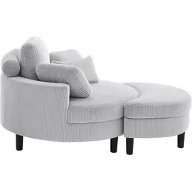 Atlantic Home Collection Loveseat "Ravi, B: 114 cm", grau (hellgrau), B:114cm T:154cm, 100% PES, ATLANTIC HOME COLLECTION, Sessel, XXL- Sessel, mit Stauraumhocker, Rückenstütze & 4 Zierkissen, Topseller