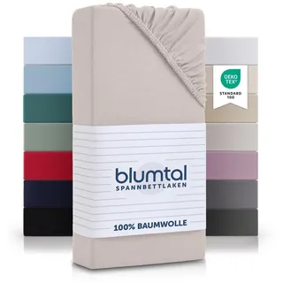 Blumtal Blumtal® Basics Spannbettlaken Topper 120x200 cm Jersey - Bettlaken 120x200 cm aus 100% Baumwolle - Oeko-TEX zertifiziertes Spannbetttuch 120x200 cm - Topper Spannbettlaken 120x200 cm - Elfenbein