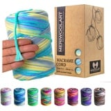 MeriWoolArt® Makramee Garn - Makramee Garn 3mm farbig 200m - Super weiches Garn, einfach gedrehte Makramee Schnur - Öko-Tex 100% recyceltes Baumwollgarn farbig - DIY Boho Deko Makramee