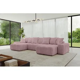 altdecor Wohnlandschaft ENIL-U 401x189x68 Rosa Cord