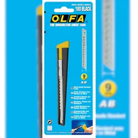 OLFA Universal-Messer mit abbrechbarer einziehbarer Klinge Drucktastenmechanik B=9 mm - Schwarz