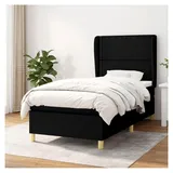 Lattenrost mit Matratze, Schwarz, 90 x 190 cm, Stoff, Plattformbett mit Lattenhalter, einfache Montage, für Schlafzimmer, Erwachsene