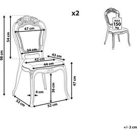Beliani Esszimmerstuhl, 2er Set Transparent, Kunststoff, 1-Sitzer, 52x98x53 cm, Esszimmer, Stühle, VERMONT