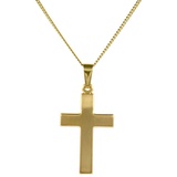 HOPLO Kreuzanhänger Anhänger Kreuz mit massiver Goldkette 1,1 mm 333-8 Karat Gold, Made in Germany 45 cm