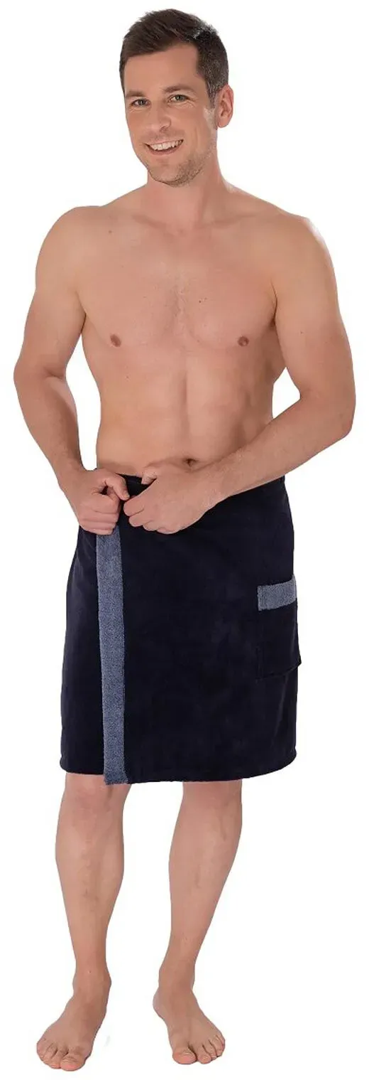 wewo fashion Herren Saunakilt 9590 mit Tasche 50x145 | night-blue - blau