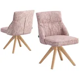 DUBI Esszimmerstuhl Serina 2er Set – Skandinavischer Design Stuhl Rosa – 360° drehbar, Holz-Optik Eiche Gestell – Schalenstuhl gepolstert für Essbereich