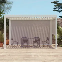 Bioklimatische Pergola Triomphe 3x4m + Markise 3 m + Markise 4 m  Weiß - sweeek