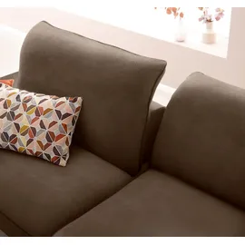 W.Schillig Ecksofa "enjoy&MORE, mit tollem Sitzkomfort, elegant und bequem, L-Form", braun (mocca s37), B:294cm H:87cm T:185cm, Chenille-Flachgewebe R66 (85% Polyester, 15% Nylon);Longlife Xtra-Leder Z59: Glattleder mit modischer Prägung.