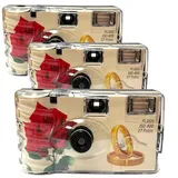 3X 1A Photo PORST Einwegkamera Hochzeit Rosen + Ringe je 27 Aufnahmen (3er Pack)