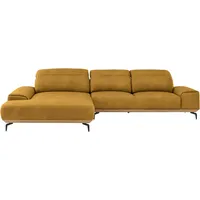 Musterring Wohnlandschaft MUSTERRING "MR 2490 Ecksofa mit erstklassigem Sitzkomfort, Long-Life-Leder", gelb (kurkuma, s), B:342cm T:207cm, Sofas, Wohnlandschaft, Fuß schwarz, Sitzhöhe 48cm, wahlweise mit Funktionen, Maße 342x207 cm