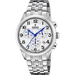 Chronograph FESTINA "Swiss Made Collection", silber (silberfarben), Armbanduhren, Herren, Armbanduhr, Quarzuhr, Herrenuhr, Stoppfunktion, Swiss Made