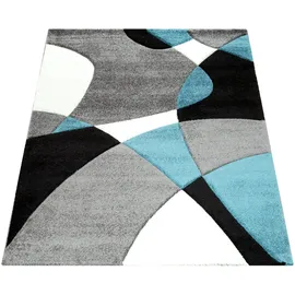 KADIMA DESIGN Teppich Kurzflor Abstrakt aus Polypropylen, Florhöhe: 12 mm, Türkis 80 x 150 cm