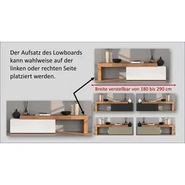 OTTO home TV-Wand OTTO HOME "Chronos TV-Set, Wohnwand – Elemente frei platzierbar, Made in Italy", weiß (weiß hochglanz, eiche wotan), B:240cm H:190cm T:40cm, Kastenmöbel-Sets, Lowboard Breite 240 cm, Hängeschrank Breite 50 cm, Made in Italy