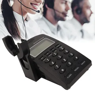 Schnurgebundenes Callcenter-Headset-Telefon, Festnetztelefon mit Wahlwiederholung Anrufer-ID Dialpad Headset-Ständer für Home Call Center Office