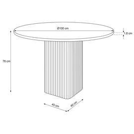 design möbel Beistelltisch CUBO Ø100 cm Metalltisch Wohnzimmertisch CASHMERE/SCHWARZ