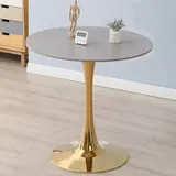 360Home Tisch Rund Couchtisch für Zuhause Café Gewerbe Dekoration Modern Gold 60*75cm