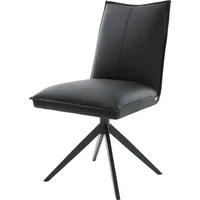 DeLife Drehstuhl Lelio-Flex Echt-Leder Schwarz Kreuzgestell breit Schwarz 360°