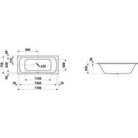 Laufen Pro Rechteckbadewanne 75 x 170 cm (H2269500000401)