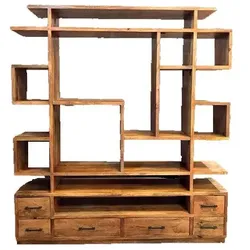 OPIUM OUTLET Möbel Kommode Schrank Regal Raumteiler Wandschrank "Buffrack" braun freistehend Holz massiv