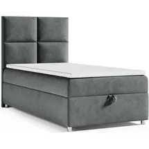 4mybaby GmbH Best for Home Boxspringbett mit Bettkasten| Trinity K2-SINGLE 90x200 Bonellfederkern inkl. Topper – Graphit | Grau