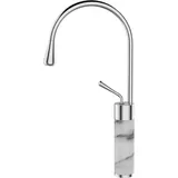 BADLAND Waschtischarmatur Wasserhahn Hoch GABRO Mischbatterie für Badezimmer in Silber