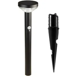 Maclean Brackets Solarleuchte Gartenleuchte Außenleuchte mit Bewegungssensor u. Dämmerungssensor schwarz Erdspieß Neutralweiß 4000K SMD-LED 220Lumen