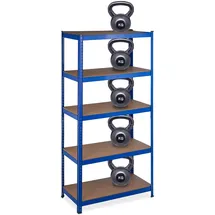Relaxdays Lagerregal Stahl 180x90x45 cm blau 5 Ebenen